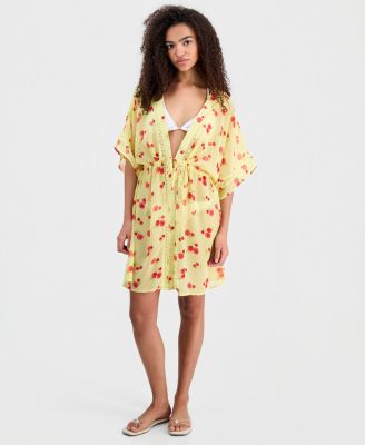 Women's Printed V-Neck Swim Cover-Up Kimono