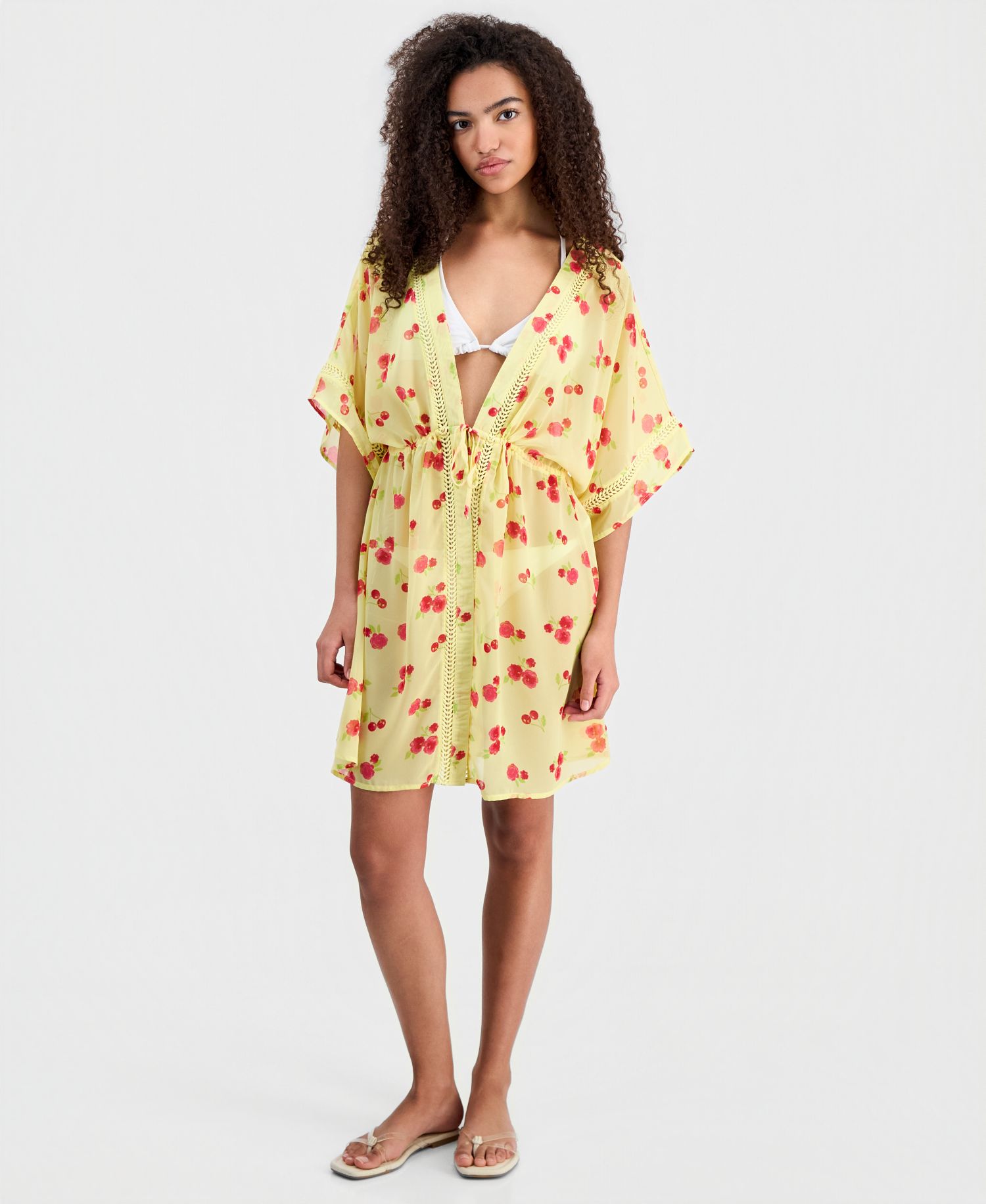 Women's Printed V-Neck Swim Cover-Up Kimono