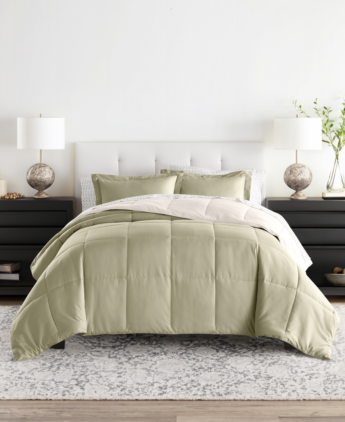 ienjoy Home Bedding Bundle Reversible Pattern -Piece Comforter Set