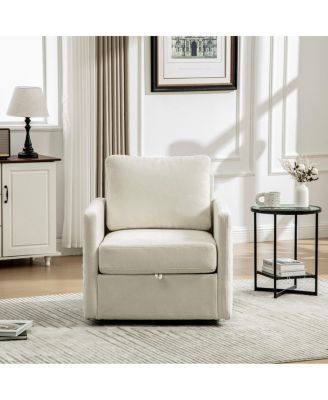  Upholstered Swivel Armchair with Hidden Storage