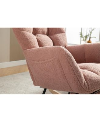 Teddy Fabric Leisure Rocking Chair with Adjustable Footstool