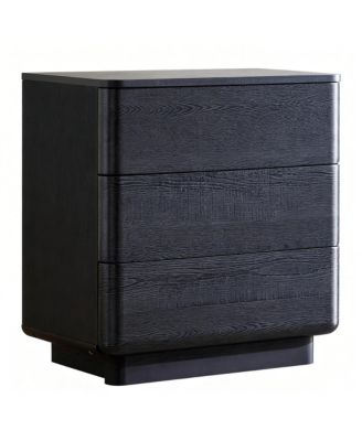 Modern Nightstand with 3 Drawers & Charging Station