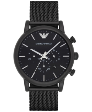 UPC 723763241304 product image for Emporio Armani Men's Chronograph Black Stainless Steel Mesh Bracelet Watch 46mm  | upcitemdb.com