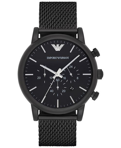 Emporio Armani Men S Chronograph Black Stainless Steel Mesh Bracelet Watch 46mm Ar1968 Reviews All Fine Jewelry Jewelry Watches Macy S