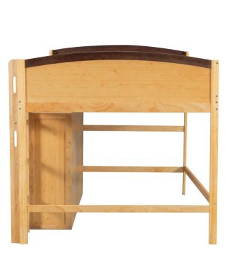 Streamdale Full Size Loft Bed with Storage Cabinet, Wardrobe & LED