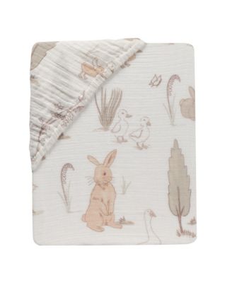 Baby Signature Bunny Hop Organic Cotton Muslin Fitted Crib Sheet