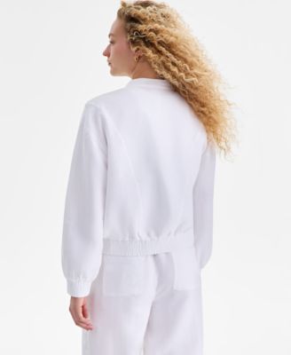 Women's 100% Linen Bomber Jacket