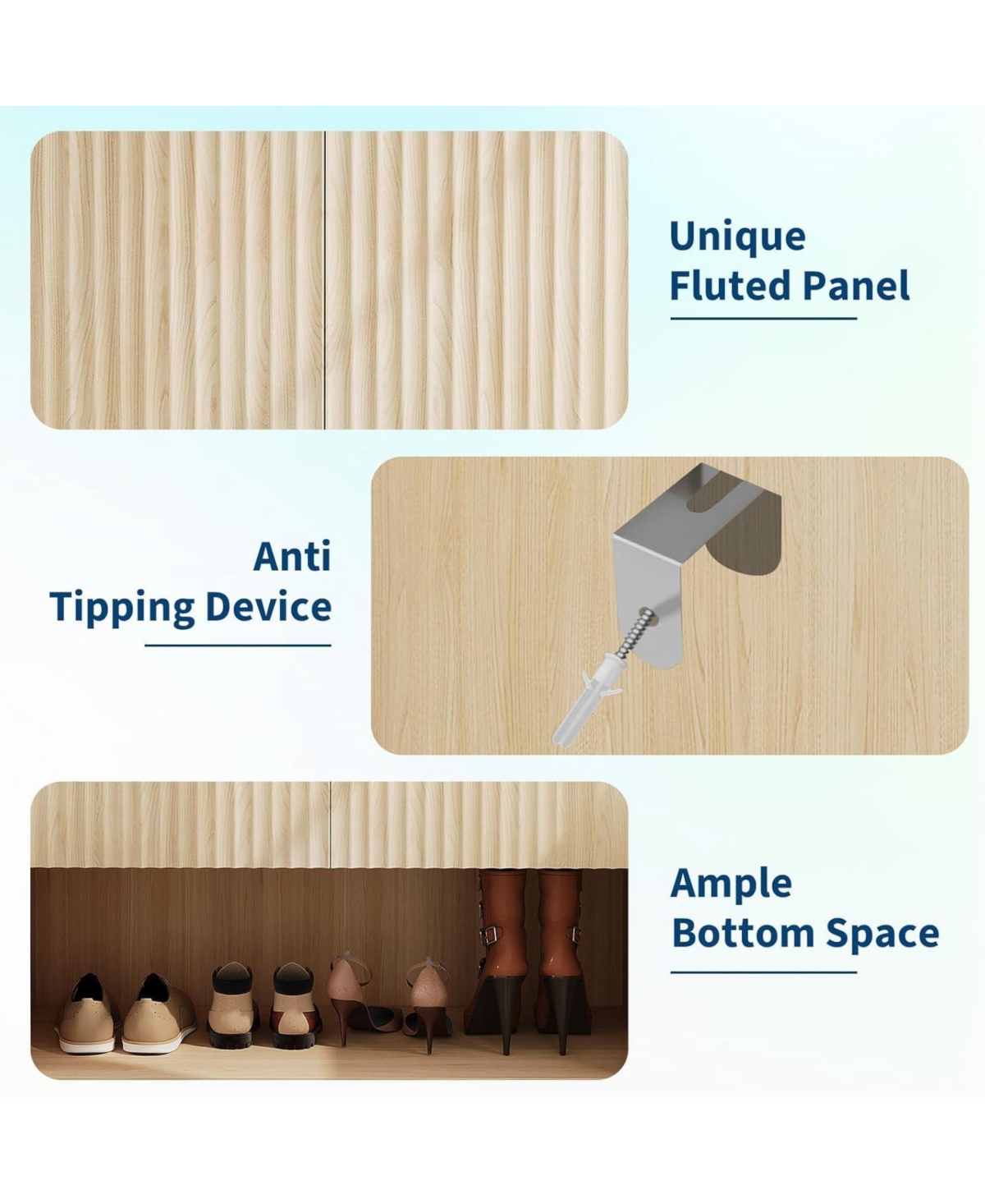 gaomon Oak 45" Fluted Shoe Cabinet