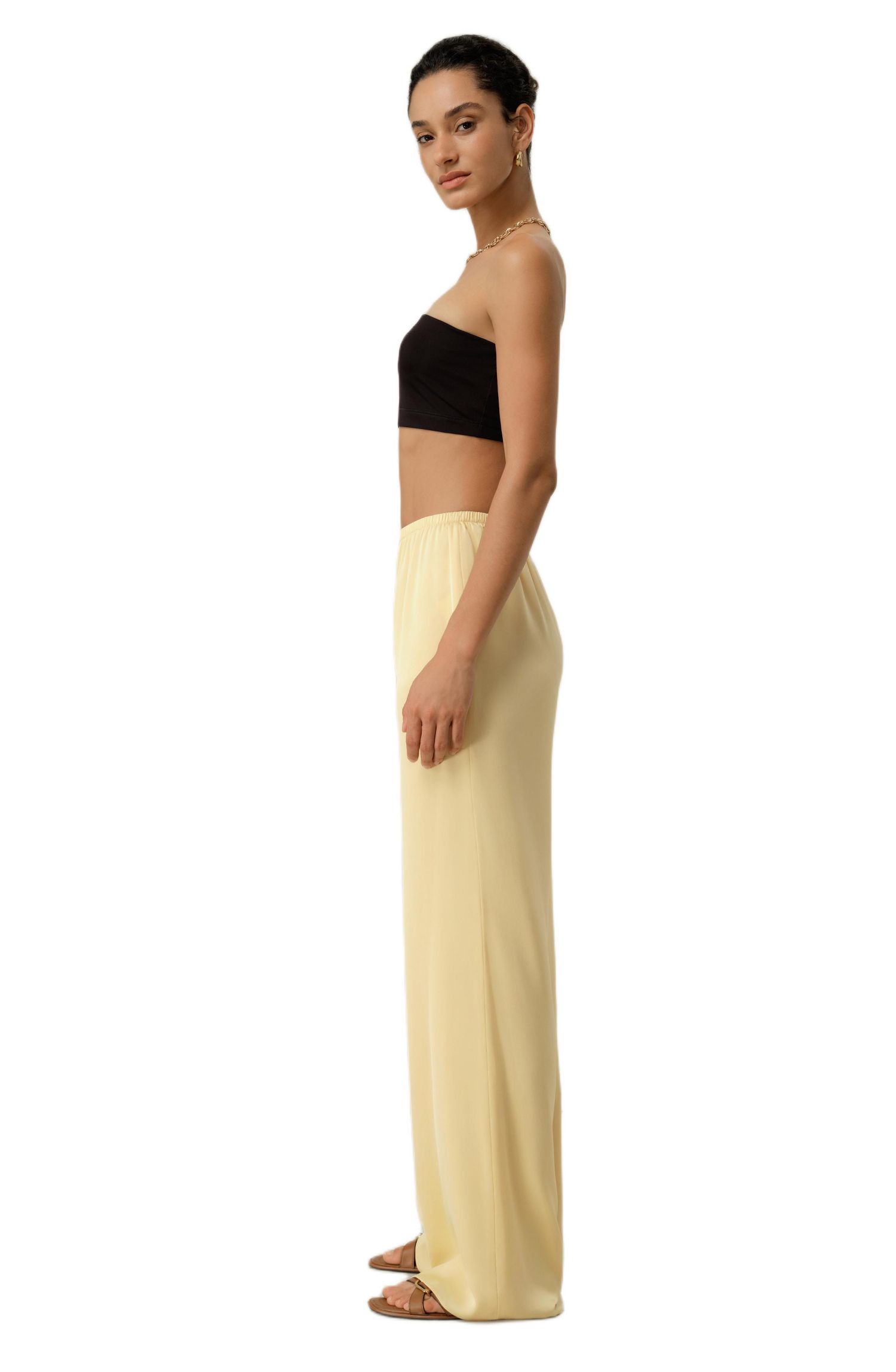 Women's Stretch Silk Georgette Straight-Leg Pant