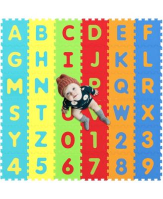 36-Piece Interlocking Baby Puzzle Floor Tiles with Alphabet