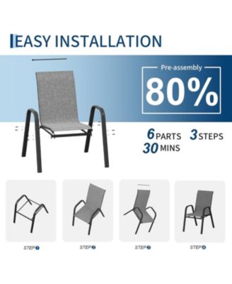 Patio Chairs Set of 6, Outdoor Stackable Dining Chairs with Textilene Fabric