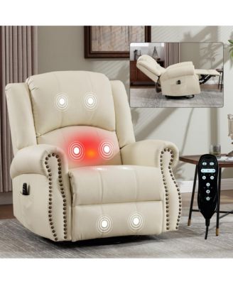 Heat Massage Manual Recliner Chair with Rocker and Swivel for Living Room