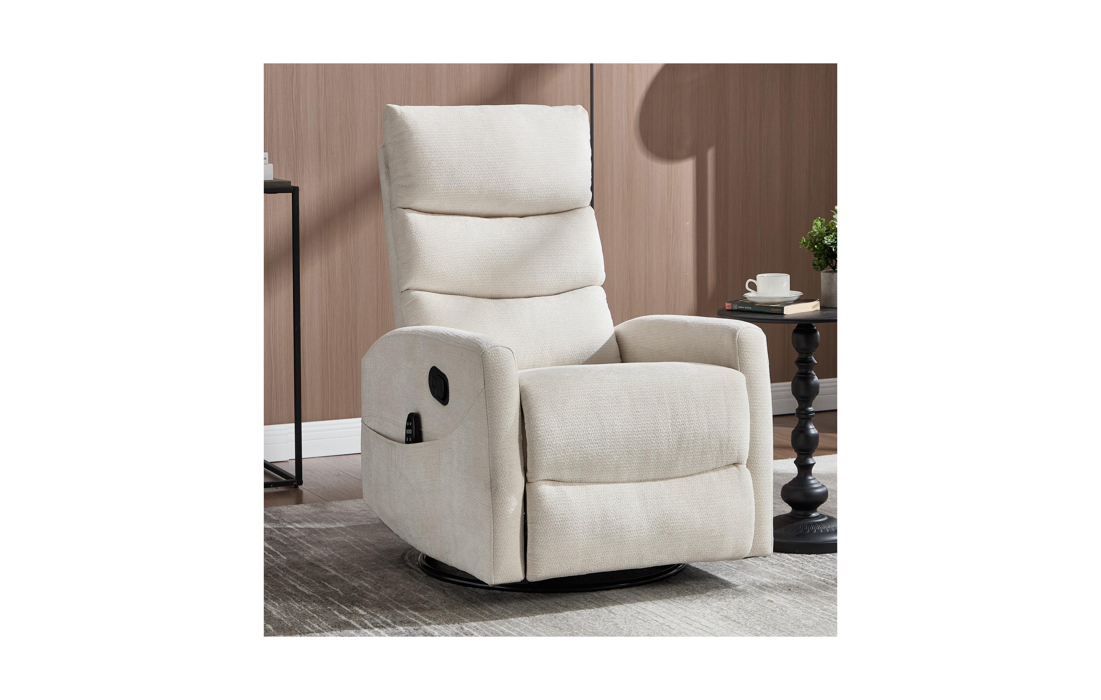 Clihome Heat Massage Chair, Manual Recliner Chair with Rocker and Swivel, Green
