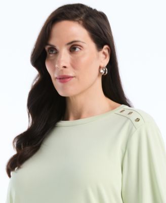 Plus Size Button-Detail Short-Sleeve Top