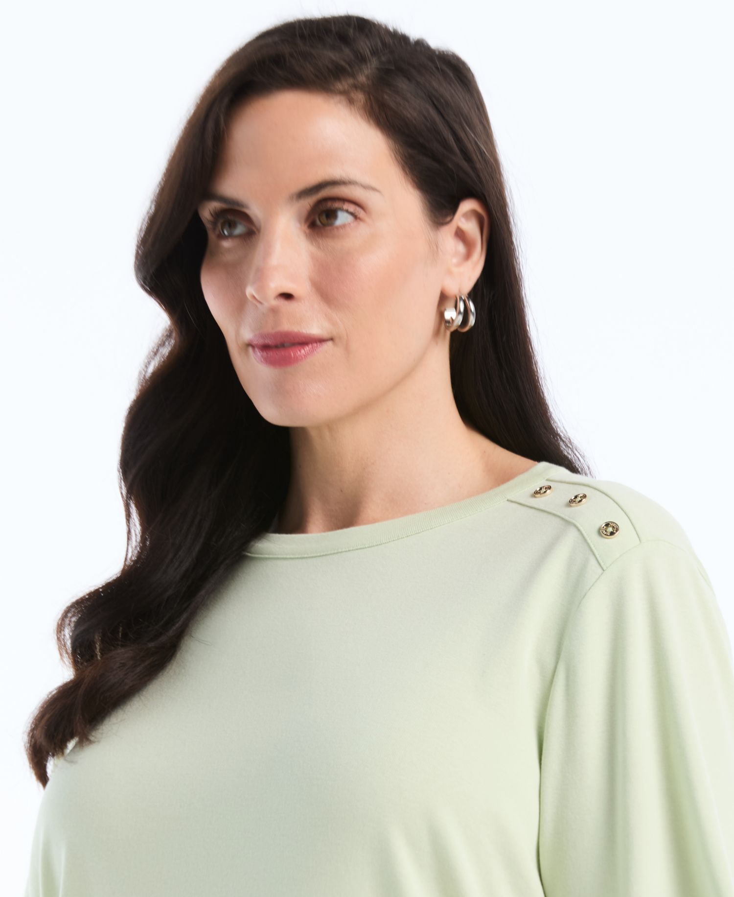 Petite Button Detail Short-Sleeve Top