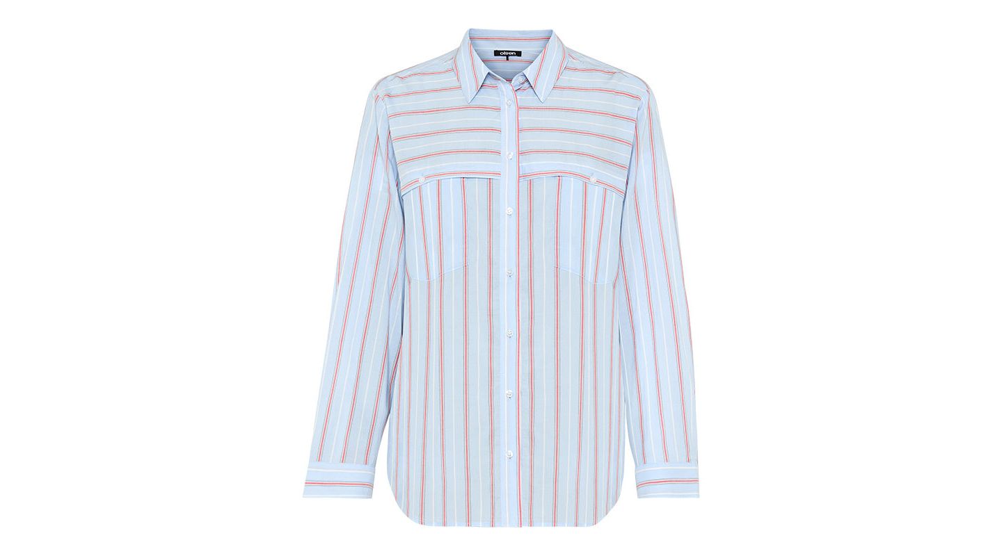 Женская рубашка Olsen Striped, цвет: Облачный синий — фото 4