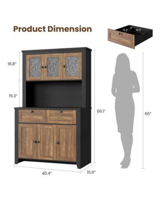 Pantry Cabinet with Charging Station, Kitchen Hutch with Storage Drawers and Adjustable Shelves