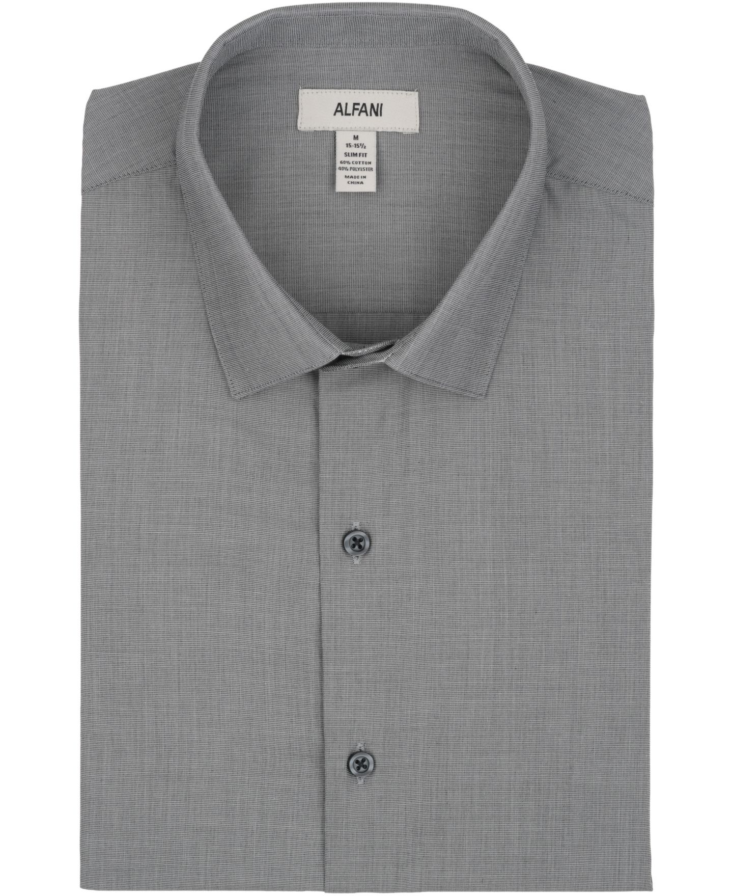 Мужская рубашка Alfani Slim-Fit Solid Dress Shirt, цвет: Угольный — фото 8