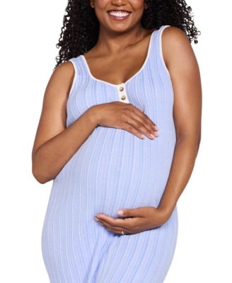 Maternity Motherhood Sleeveless Nursing Henley Midi Dress