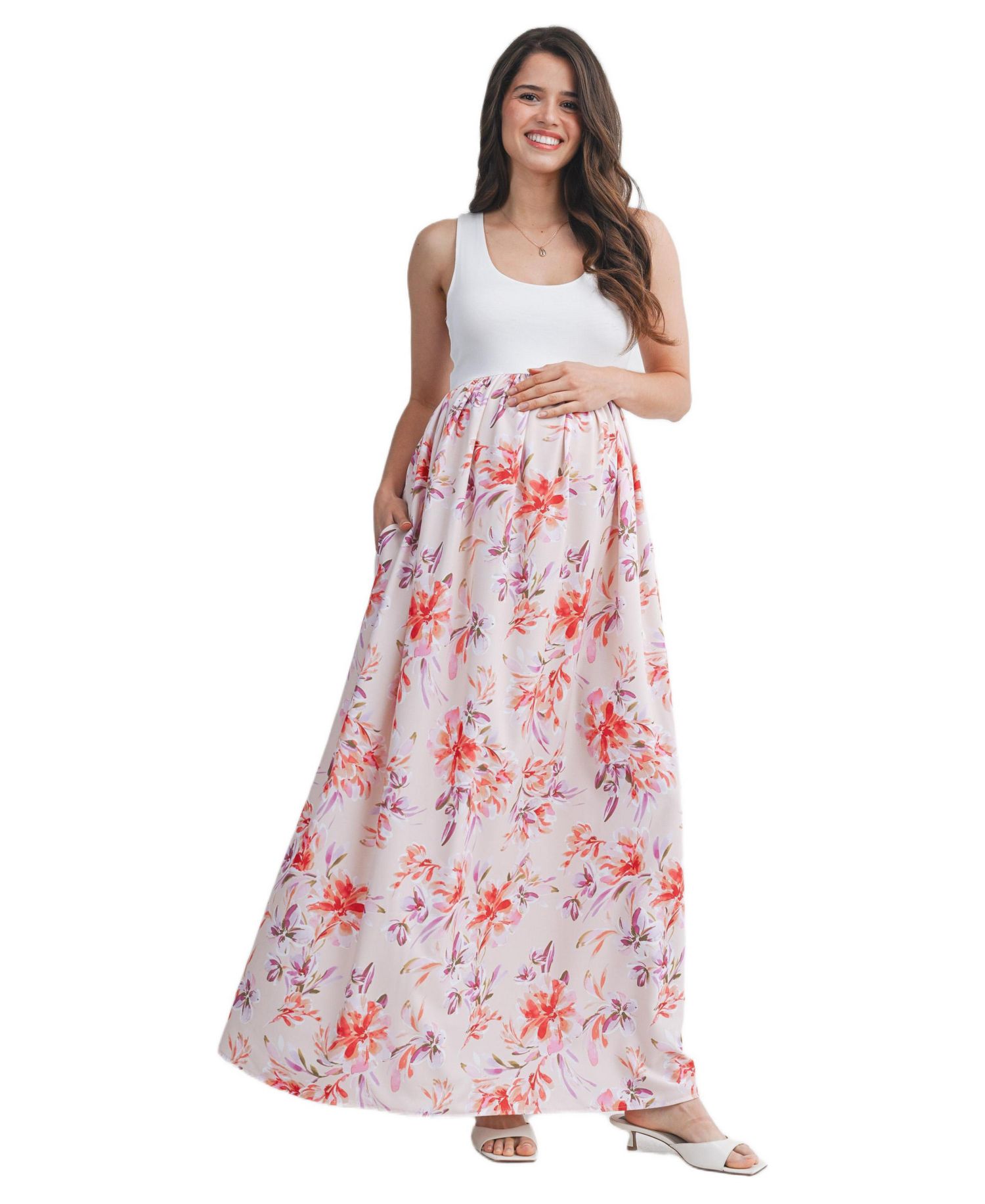 Women's Floral Scoop Neck Sleeveless Maxi Dress