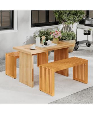 36 Inch Patio Bench All-Slat Acacia Wood Loveseat for 2 People 800 lbs Capacity