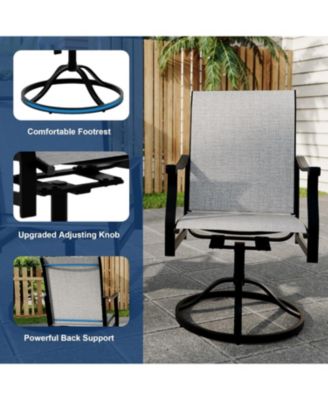 4PCS Outdoor Swivel Dining Chairs With Textilene Breathable Back
