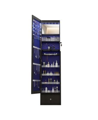 360° Swivel Jewelry Cabinet, Standing Jewelry Armoire Organizer, Lockable Storage Cabinet, Interior Lighted Mirror and Storage Drawers