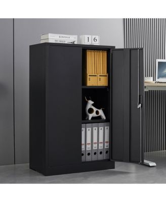 Metal Storage Cabinet, Folding Filing Storage Cabinet with Locking Doors and Adjustable Shelf for Home Office, School