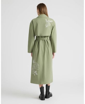 Women's Trench Coat with Embroideries