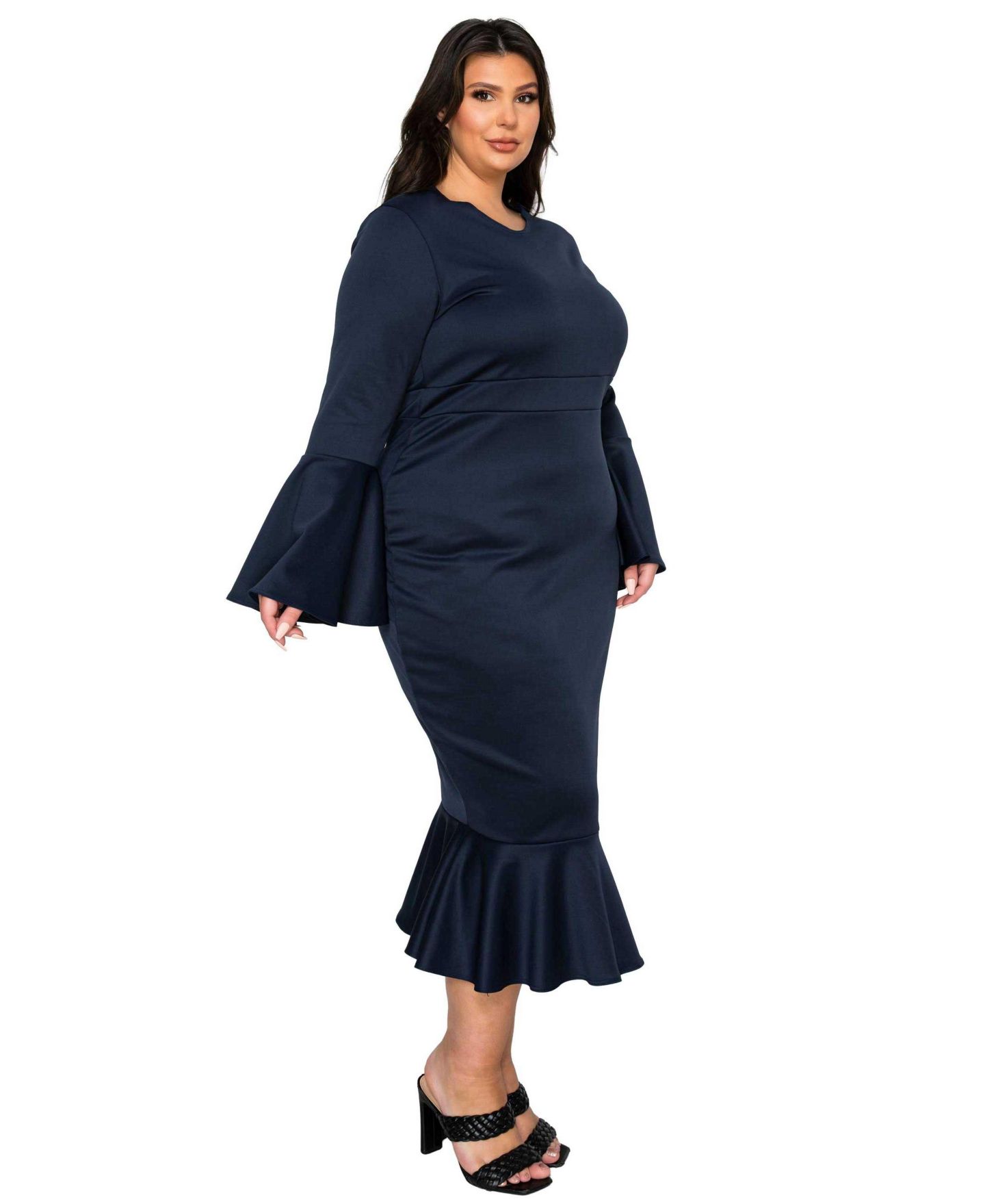 Женское платье L I V D Plus Size Sabrina Mermaid Hem, цвет: Тёмно-синий — фото 2