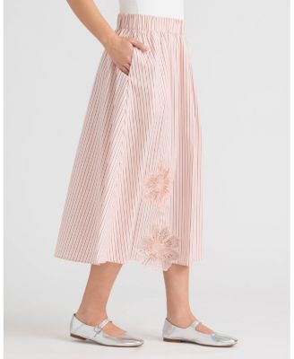 Women's Floral Applique Midi Skirt