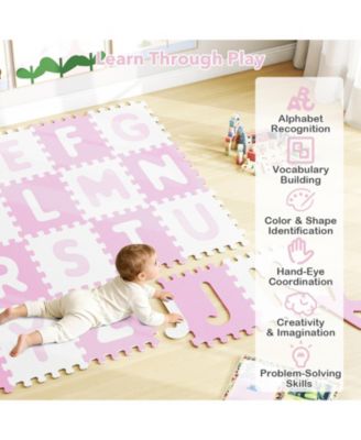 26-Piece Interlocking ABC Play Mats with Detachable Letters