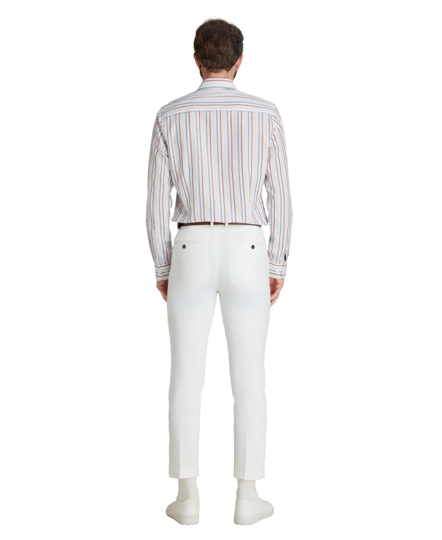 Мужская рубашка Bar III Slim-Fit Linen Oslo Stripe Dress Shirt, цвет: Белый комбинированный — фото 6