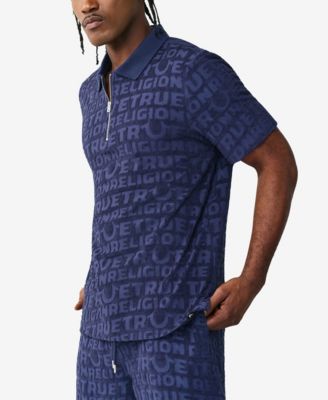 Men's Short-Sleeve Logo Terry Knit Zip Shirt