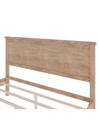 83 inches Mid-Century Queen Seadrift Wood Platform Bed with Headboard, No Box Spring Needed