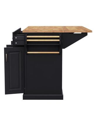 Streamdale 54" Large Kitchen Island with Drop Leaf, Rolling Cart with 4 Doors, 3 Drawers