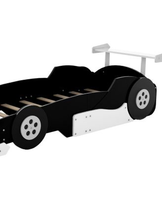  Twin Size Race Car-Shaped Platform Bed with Wheels