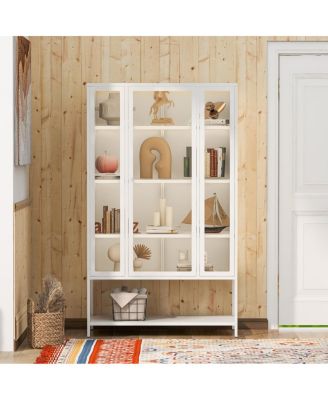 Iron Display Cabinet with Glass Door and LED Lights