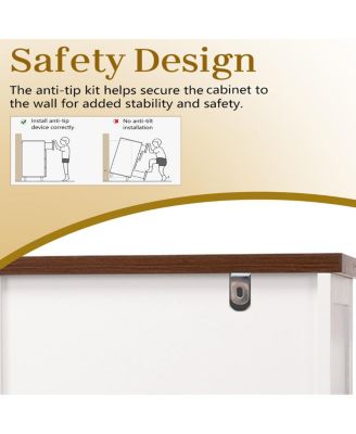 63" Fluted Sideboard Buffet Cabinet with 4 Doors & 3 Drawers