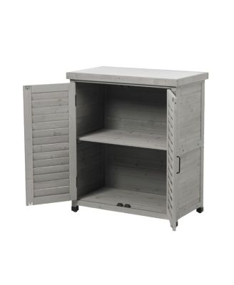 Potting Bench with Storage Cabinet and Metal Table Top