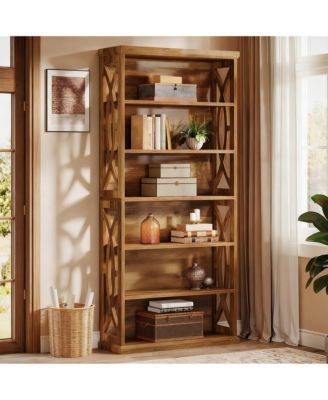 6-Tier Rustic Bookshelf for Home Office