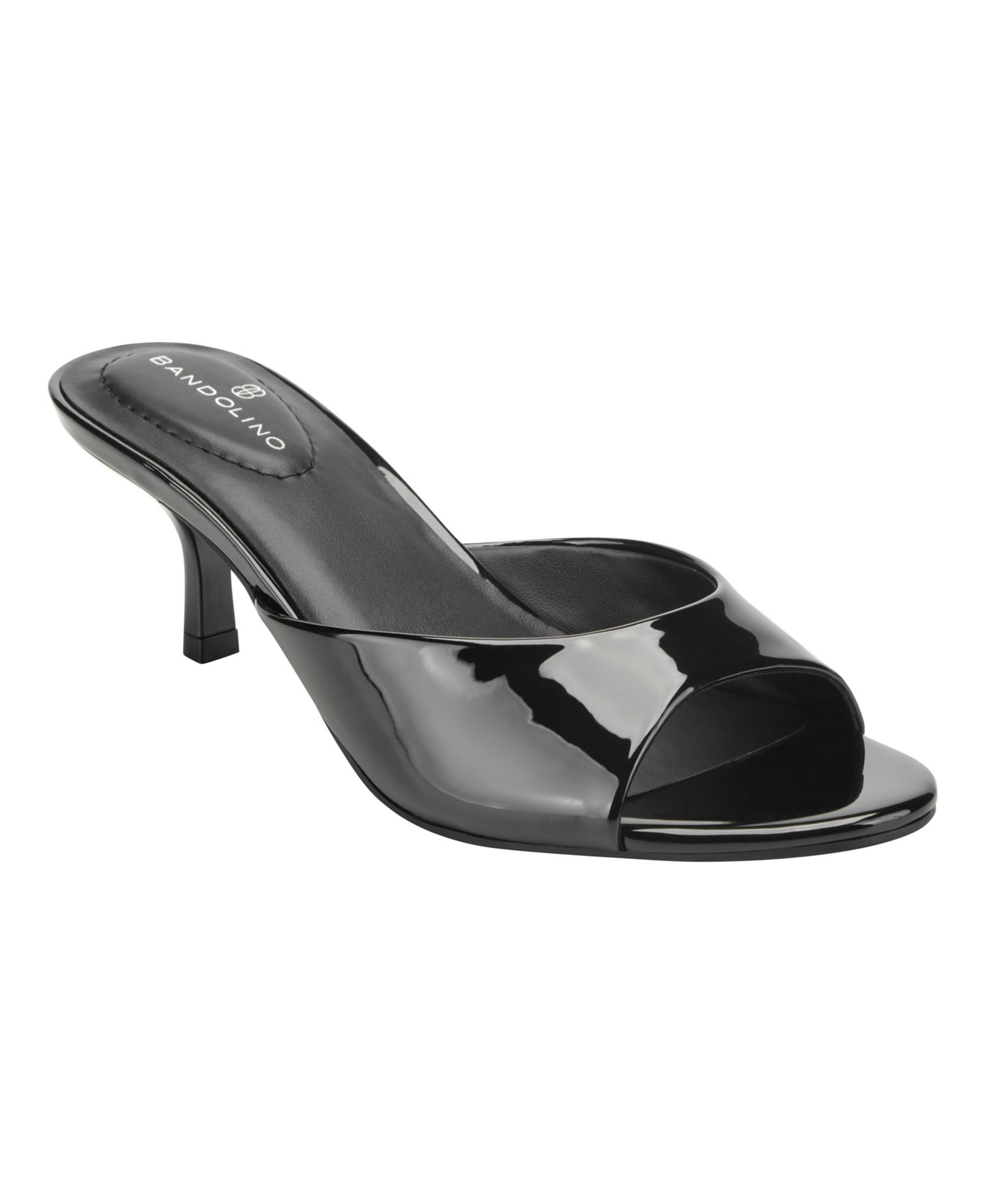 Женские сандалии Bandolino Meegin Slip-On Kitten Heel Dress Sandals, цвет: Чёрный лаковый — фото 1