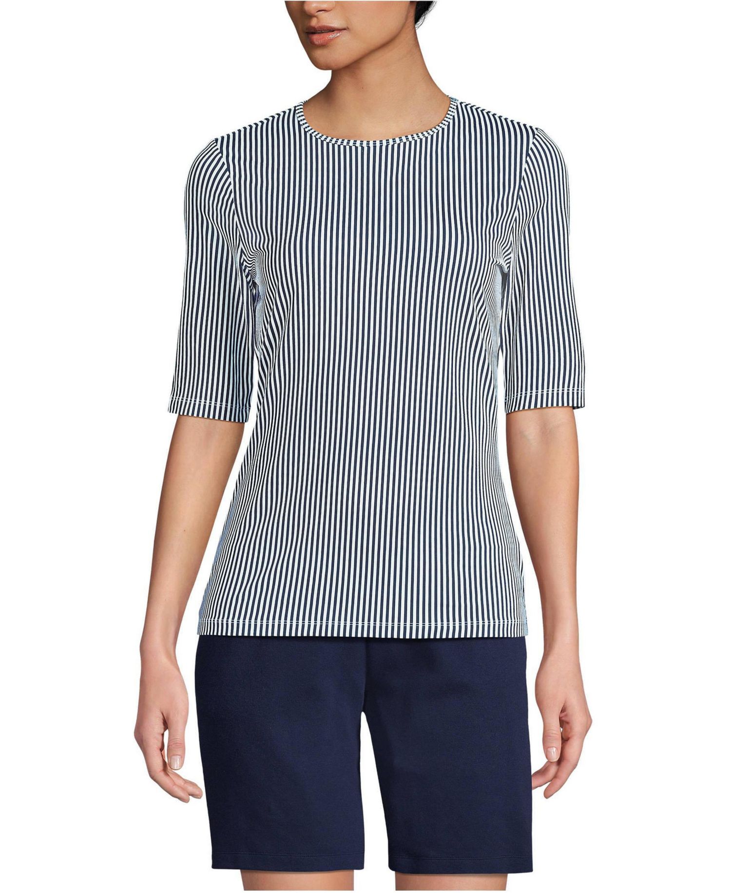 Women's Elbow Sleeve Crewneck Garden Tee- Sunshade UPF 50 Quick Dry