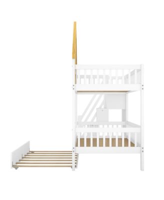 Streamdale Twin Size Wooden House Bunk Bed with Storage Staircase & Trundle