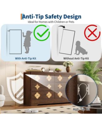 6 Drawer Dresser for Bedroom, Wide Boho Chest of Drawers with Wooden Storage Cabinet and Decorative Front Organizer