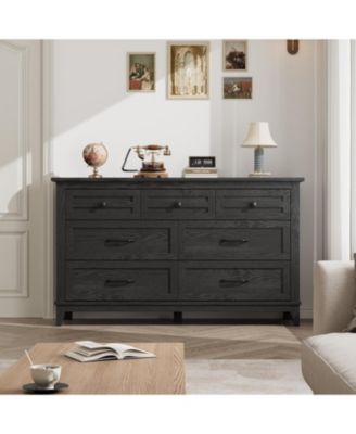 7 Dresser for Bedroom, 54 in Wide Drawer Dresser with Storage Freestanding, Wooden Closet Storage Chest for Living Room, Bedroom, Entryway