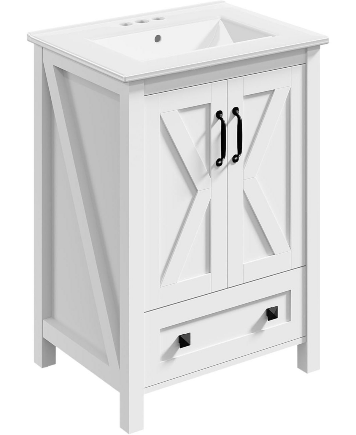 Gaomon Vanity with Ceramic Sink Modern Bathroom Vanity with 2 Doors and 1 Storage Drawer Freestanding Bathroom Cabinet with Modern Design