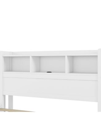 Full Size Wood Bed with Drawers, Storage Headboard & Cabinet