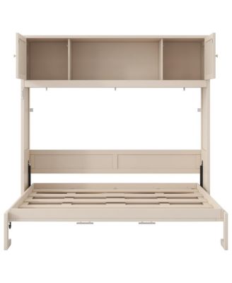  Queen Size Murphy Bed with Storage Cabinets