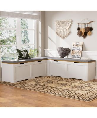 L-Shaped Modular Storage Bench with Cushion